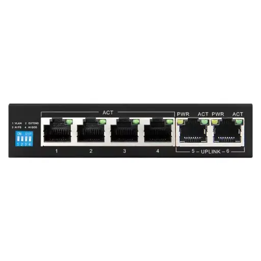 Scoop 6 Port Gigabit 4 AI PoE 60W Switch