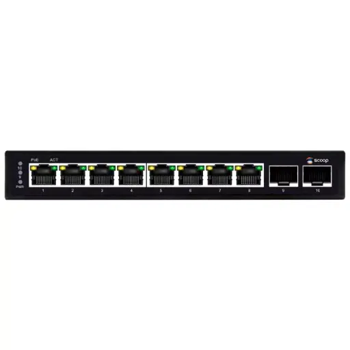 Scoop 8 Port Gigabit AI PoE 96W 2SFP Switch