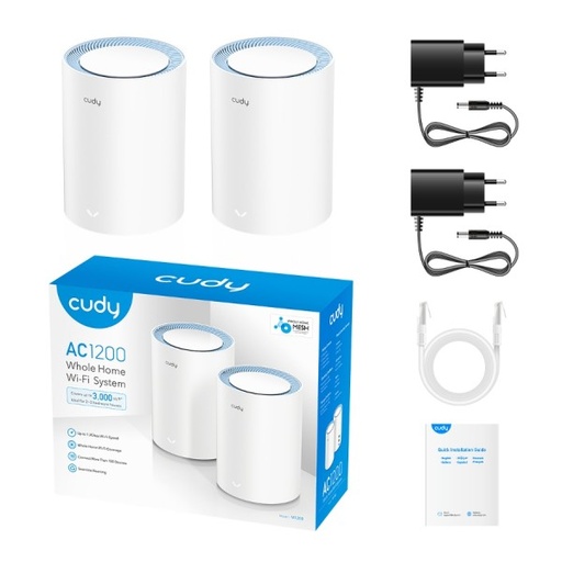 Cudy Dual Band WiFi 5 1200Mbps Fast Ethernet Mesh 2 Pack | M1200 (2-Pack)